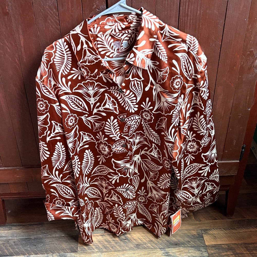 Elegant Rust Floral Women's Blouse